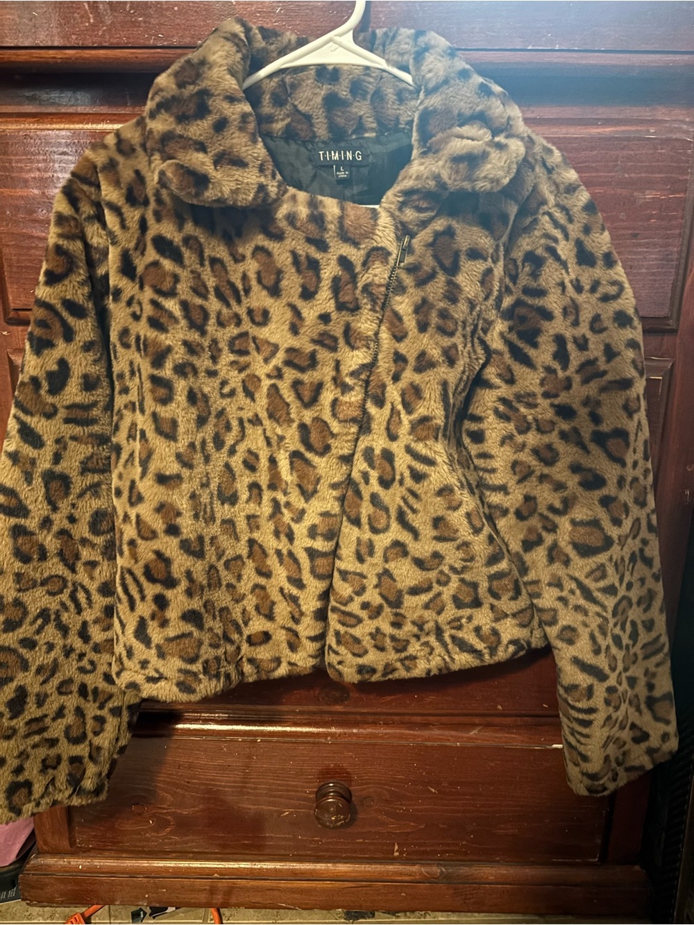 Timing Leopard Print Faux Fur Coat - Brown & Cream
